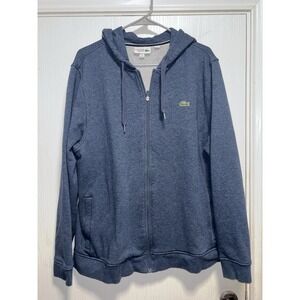 Lacoste Sport Hoodie Sweatshirt Mens 3XL Full Zip Blue Croc Logo Jacket FR 8
